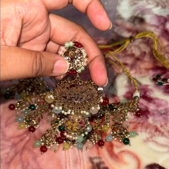 Bollywood style Bridal Elegant Multicolor Jewelry Set NIB NEVER USED - Picture 9 of 13